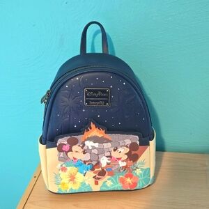 Loungefly Aulani Resort And Spa Blue and Cream Mickey and Minnie Backpack